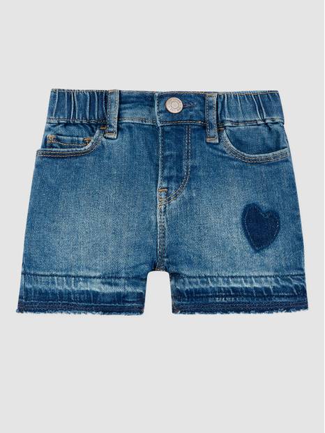 Toddler Girl Denim Shorts with Heart Patch