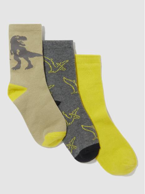 Kids Dinosaur Print Socks (3-Pack)