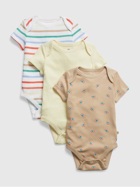 Baby Print Short Sleeve Bodysuit (3-Pack)