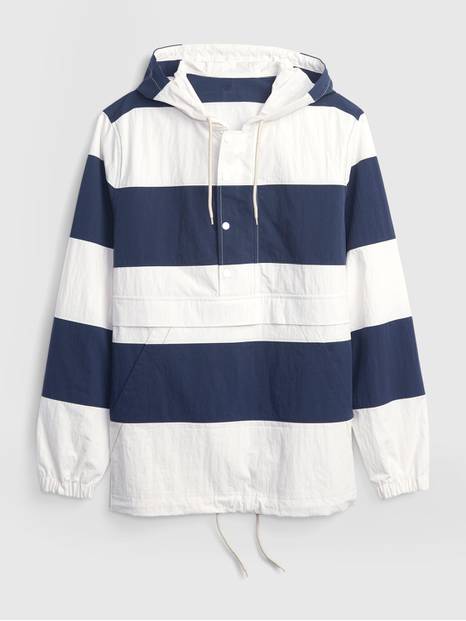 Rugby Stripe Pullover Hooded Jacket