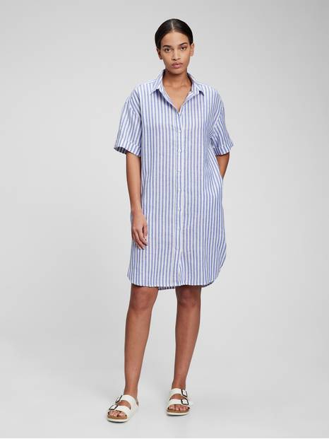 Linen-Cotton Shirt Dress