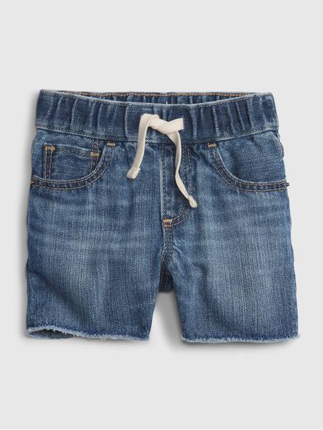 Baby 100% Organic Cotton Denim Pull-On Shorts with Washwell