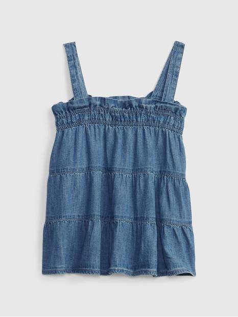 Toddler Tiered Denim Tank Top with Washwell
