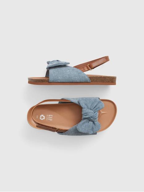 Kids Chambray Bow Sandals
