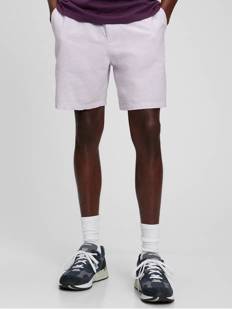 7" Linen-Cotton Easy Shorts with E-Waist