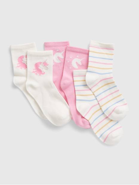 Kids Unicorn Crew Socks (3-Pack)