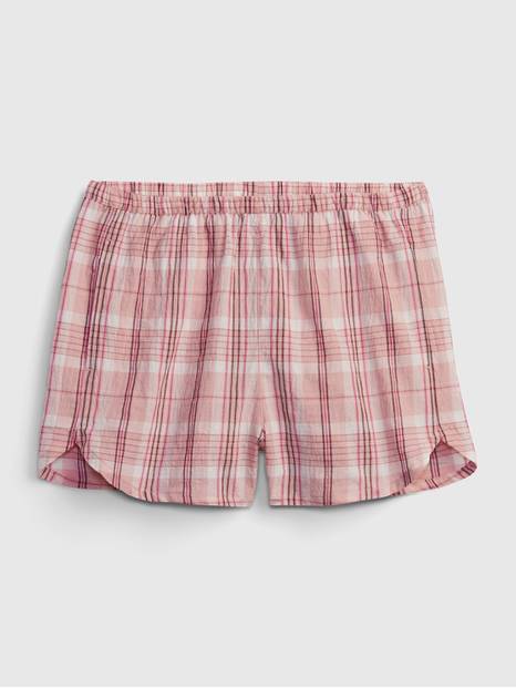 Plaid Crepe Pull-On Shorts