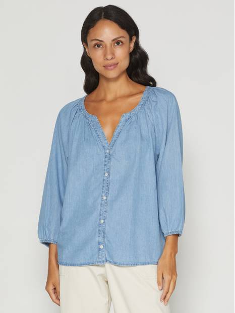 Chambray Splitneck Top with Washwell