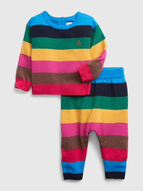 Baby Happy Stripe Sweater Outfit Set