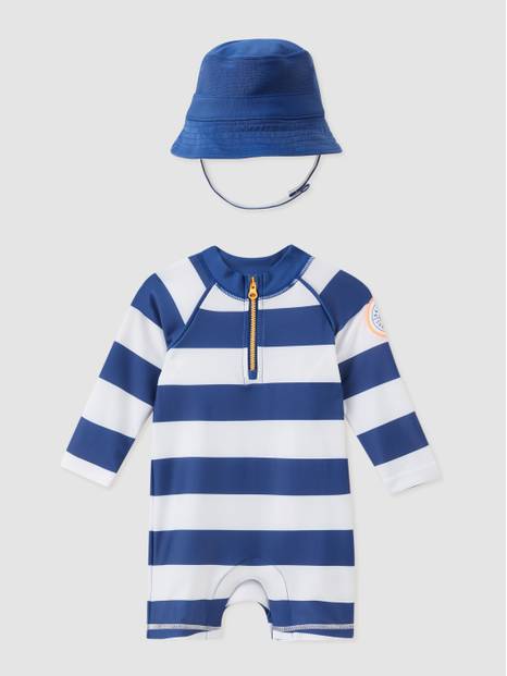 Baby Swim Rash Guard and Hat Set