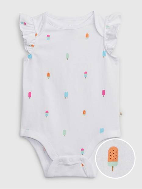 لباس قطعة واحدة ميكس اند ماتش 100‏%‏ قطن عضوي بأكمام كشكش للأطفال الرضع