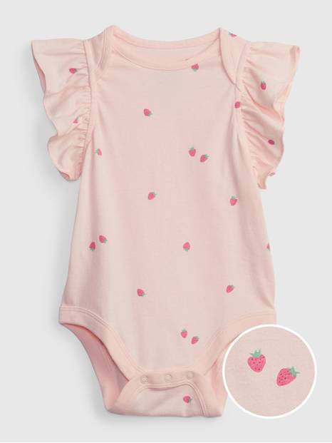 Baby 100% Organic Cotton Mix and Match Flutter Sleeve Bodysuit