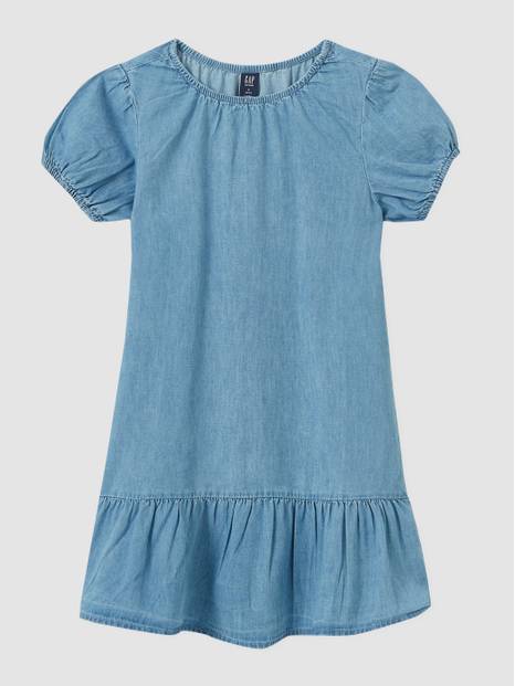 فستان دينم شامبراي.بتقنية واش ويل للأطفال الرضع