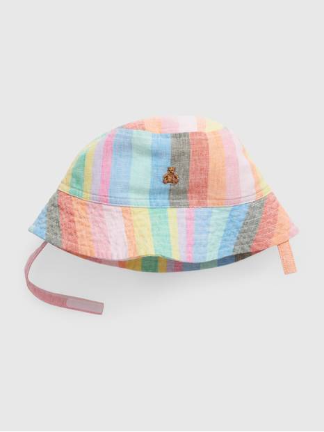 قبعة باكيت كتان قطني مخططة للأطفال الرضع