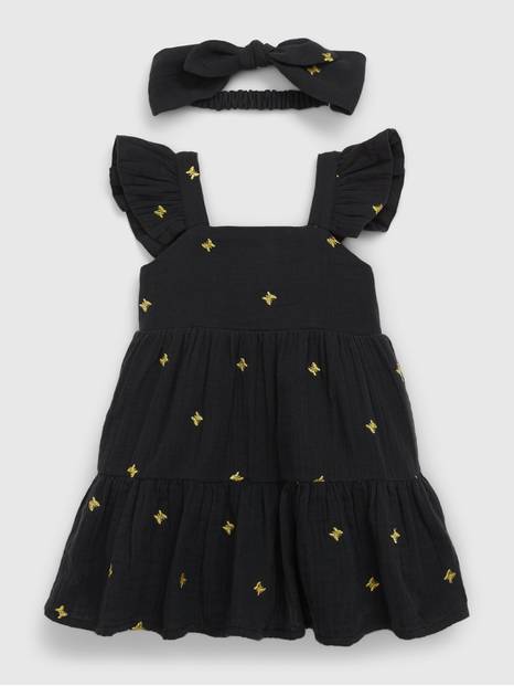 Baby Butterfly Embroidered Dress Set