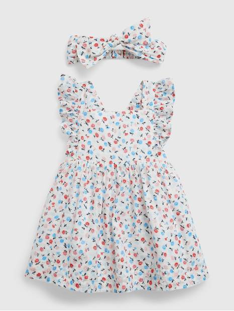 Baby Floral Apron Dress Set