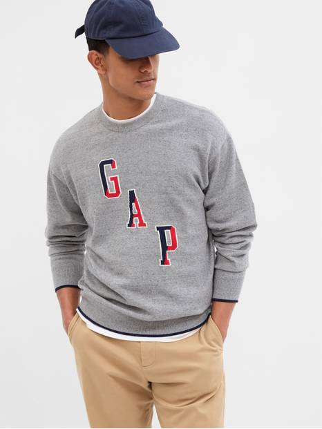 Relaxed Gap Logo Intarsia Sweater