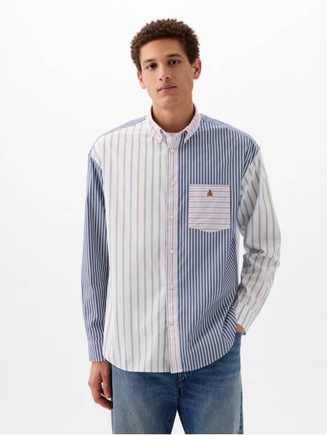 Mixed Stripe Brannan Bear Oversized Shirt (Unisex)