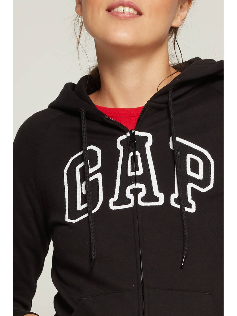 Shop Womens True black Gap Logo Zip Hoodie in Kuwait | GAP
